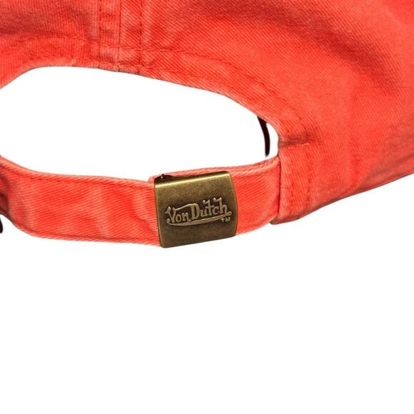 NWT! Von Dutch Distressed Denim Adjustable Dad Cap in Orange - One Size - Picture 5 of 7